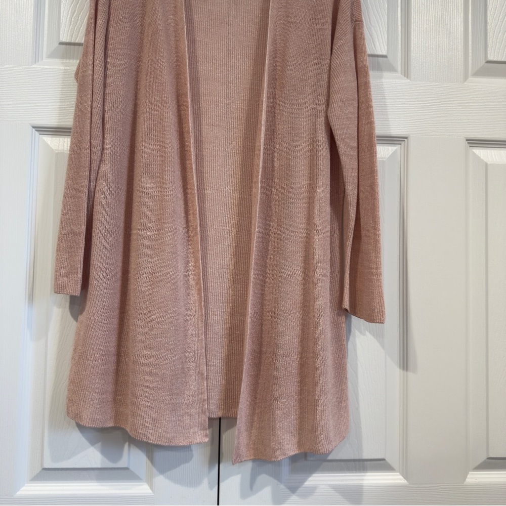 Eileen Fisher Organic Linen Open Knit Cardigan Pink Women Size S Lightweight - Picture 3 of 11